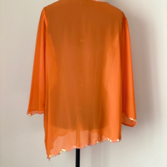 SOLDOversized hobo Bright orange chiffon sequin blouse - Picture 5 of 10